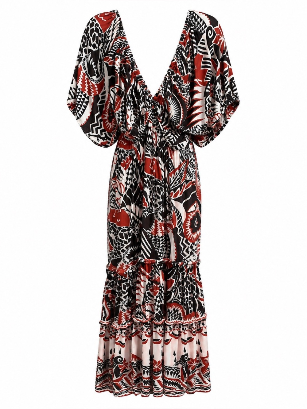Anthropologie Abstract Print Open Back Boho Maxi Dress Size S